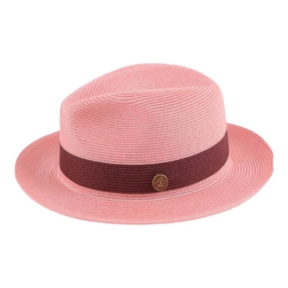 MEN'S STEVEN LAND CRUZ FEDORA STRAW HAT. SH-101 PINK. - Picture 2 of 10